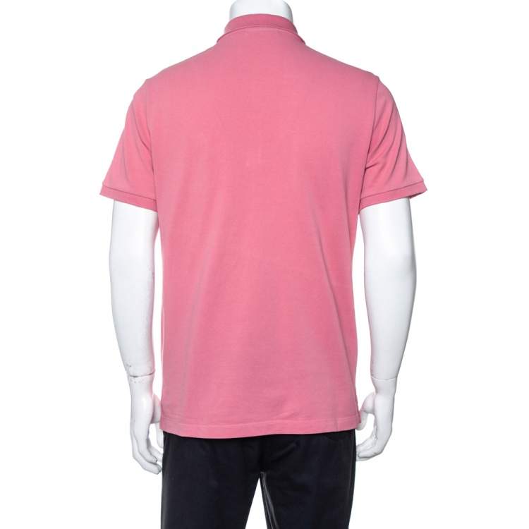 Pre Owned Burberry Pink Cotton Pique Polo T-Shirt XL