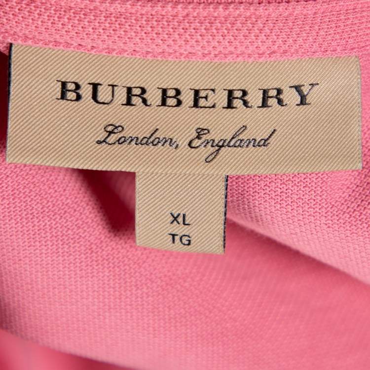 Pre Owned Burberry Pink Cotton Pique Polo T-Shirt XL