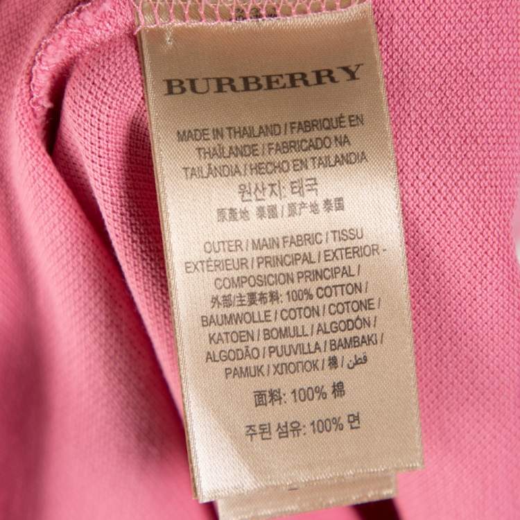 Pre Owned Burberry Pink Cotton Pique Polo T-Shirt XL