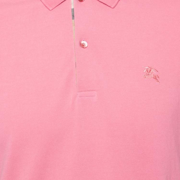 Pre Owned Burberry Pink Cotton Pique Polo T-Shirt XL