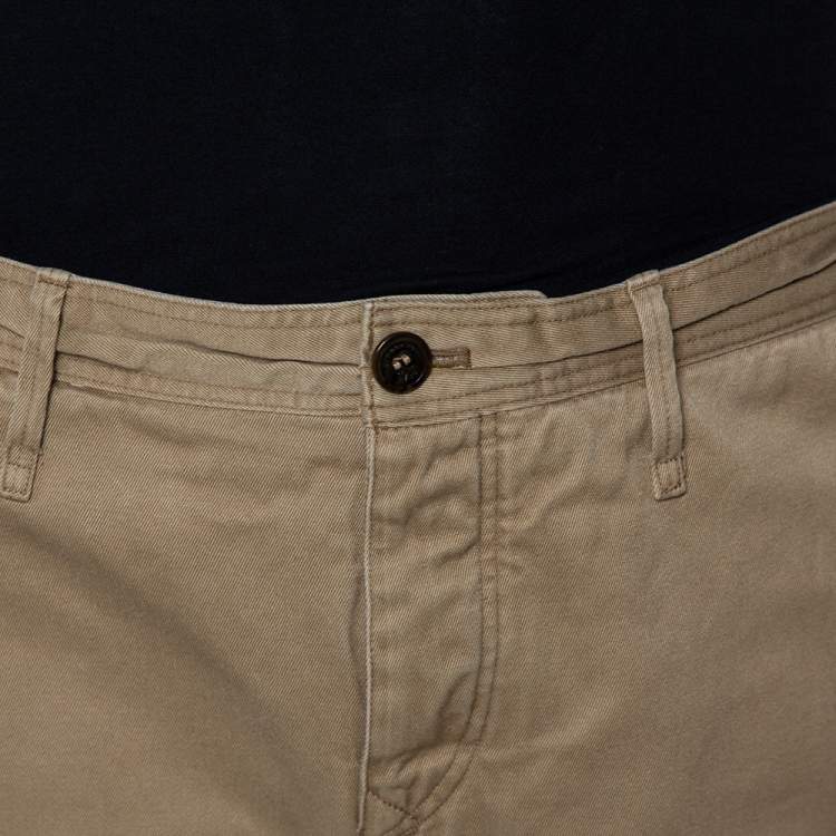 Pre Owned Burberry Brit Beige Cotton Straight Leg Tailored Trousers XL
