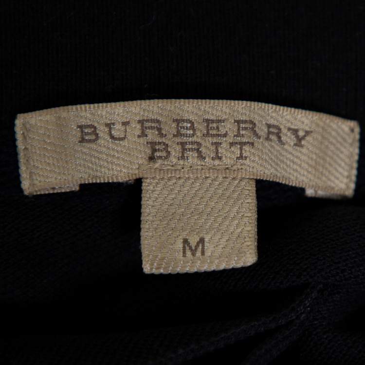 Pre Owned Burberry Brit Black Cotton Pique Polo T-Shirt M