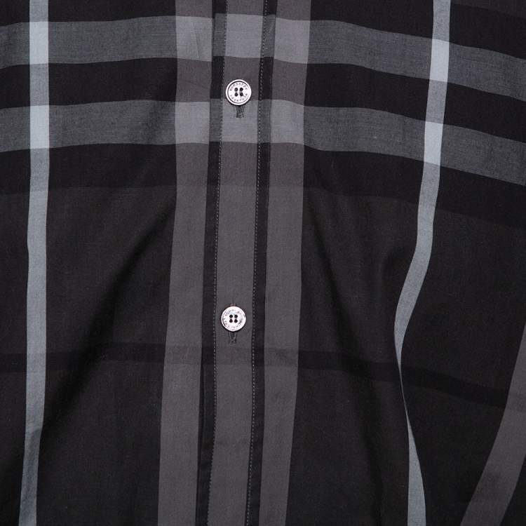 Pre Owned Burberry Grey Nova Plaided Cotton Button Front Treyforth Shirt L