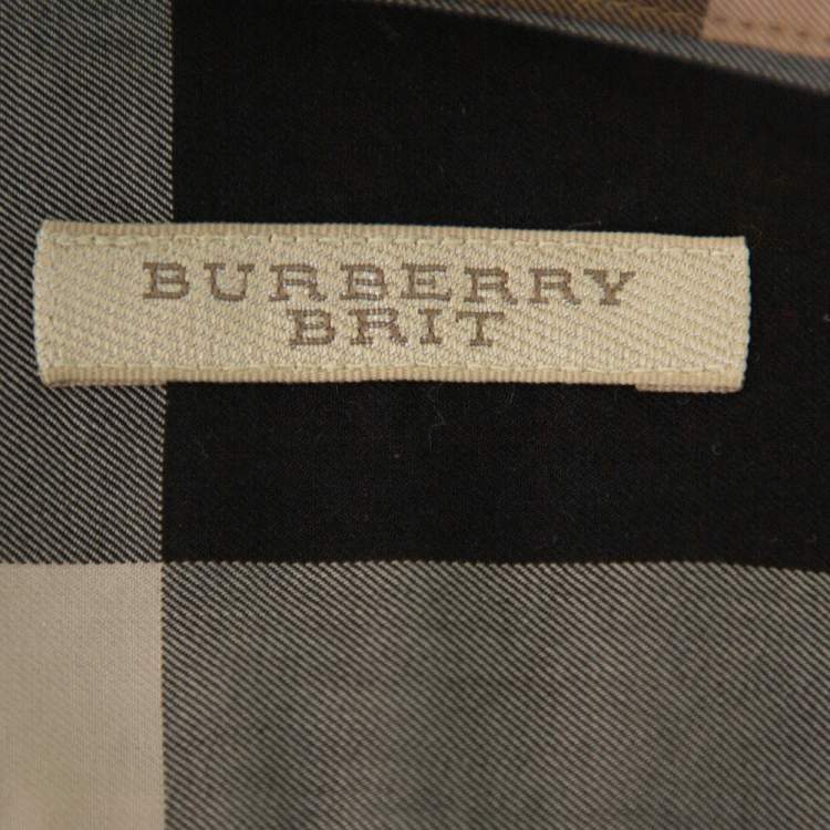 Pre Owned Burberry Brit Beige Nova Check Cotton Button Front Shirt L