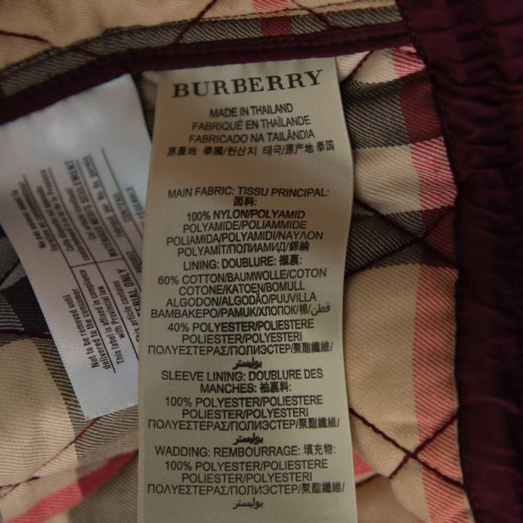 Pre Owned Burberry Brit Burgundy Synthetic Quilted Zip Front Jacket XL
