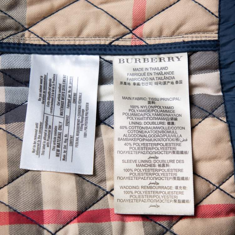 Pre Owned Burberry Brit Navy Blue Synthetic Quilted Russell Field Jacket M