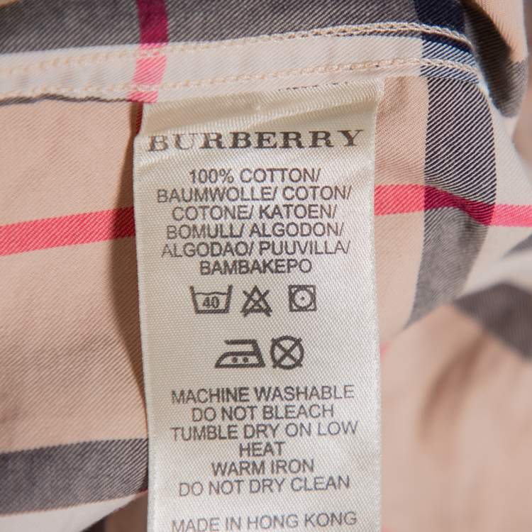 Pre Owned Burberry Brit Beige Nova Checkered Cotton Button Front Shirt XL