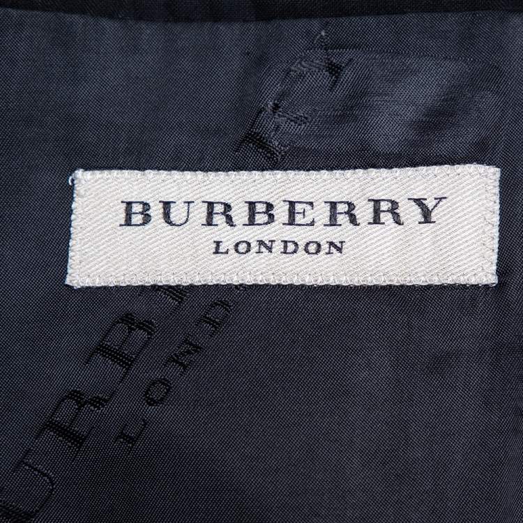 Pre Owned Burberry Black Wool Button Front Blazer M    