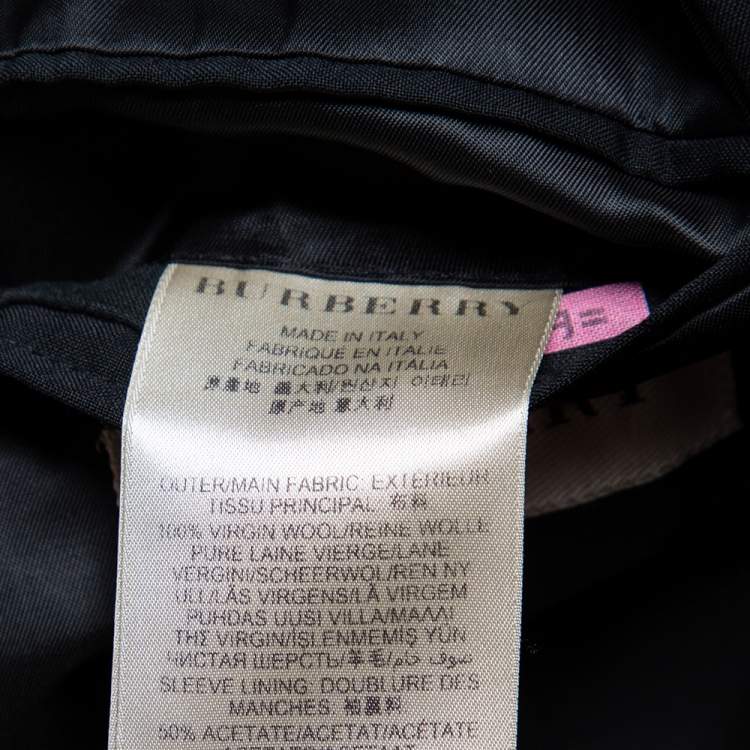 Pre Owned Burberry Black Wool Button Front Blazer M    
