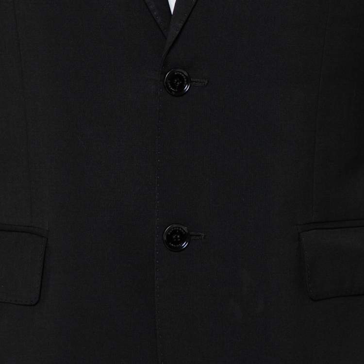 Pre Owned Burberry Black Wool Button Front Blazer M    