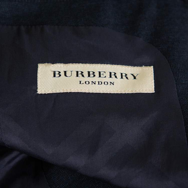 Pre Owned Burberry Navy Blue Wool Formal Suit M