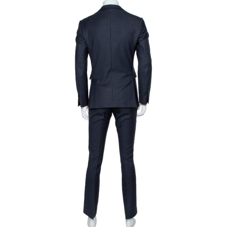Pre Owned Burberry Navy Blue Wool Formal Suit M