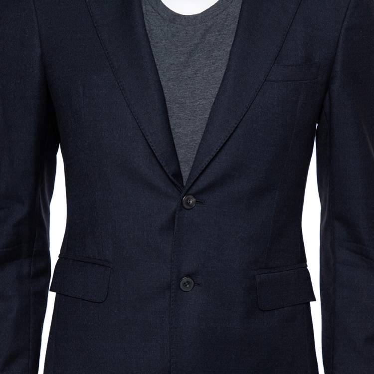 Pre Owned Burberry Navy Blue Wool Formal Suit M