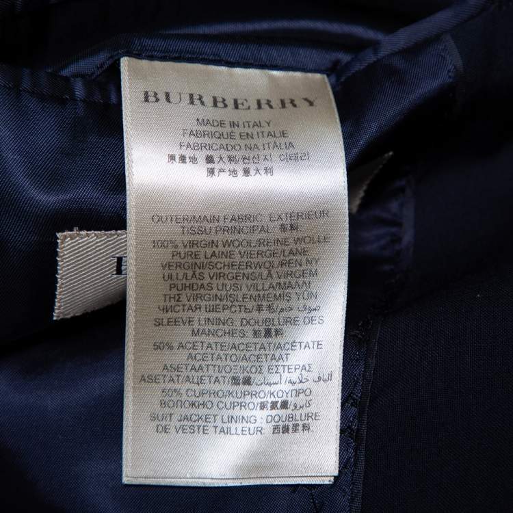 Pre Owned Burberry Midnight Blue Wool Button Front Milbury Blazer M