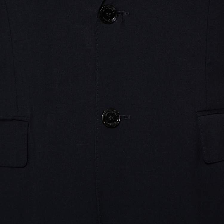 Pre Owned Burberry Midnight Blue Wool Button Front Milbury Blazer M