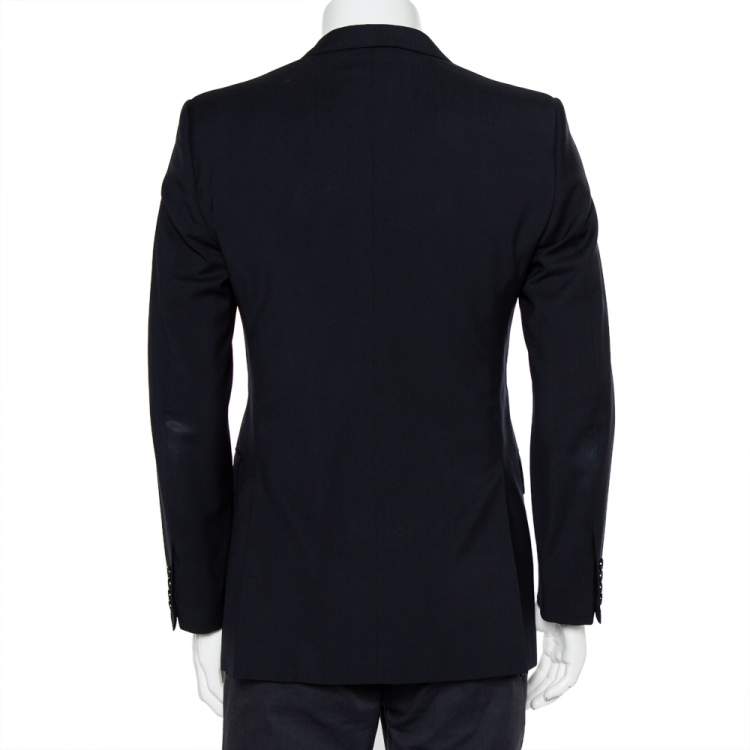 Pre Owned Burberry Midnight Blue Wool Button Front Milbury Blazer M
