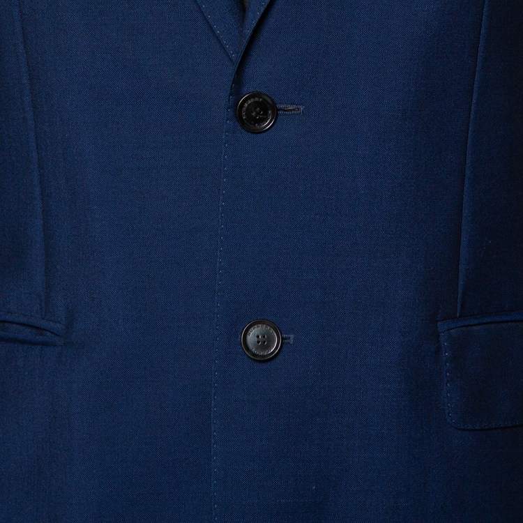 Pre Owned Burberry Blue Wool & Mohair Button Front Milbury Blazer M  