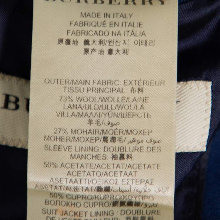 Pre Owned Burberry Blue Wool & Mohair Button Front Milbury Blazer M  