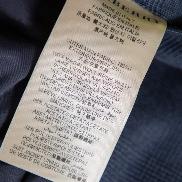 Pre Owned Burberry Navy Blue Patterned Wool Millbank Travel Suit M