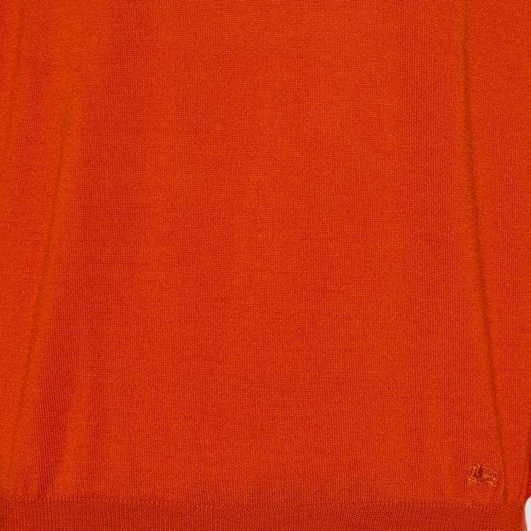 Pre Owned Burberry Burnt Orange Wool V-Neck Sweater M