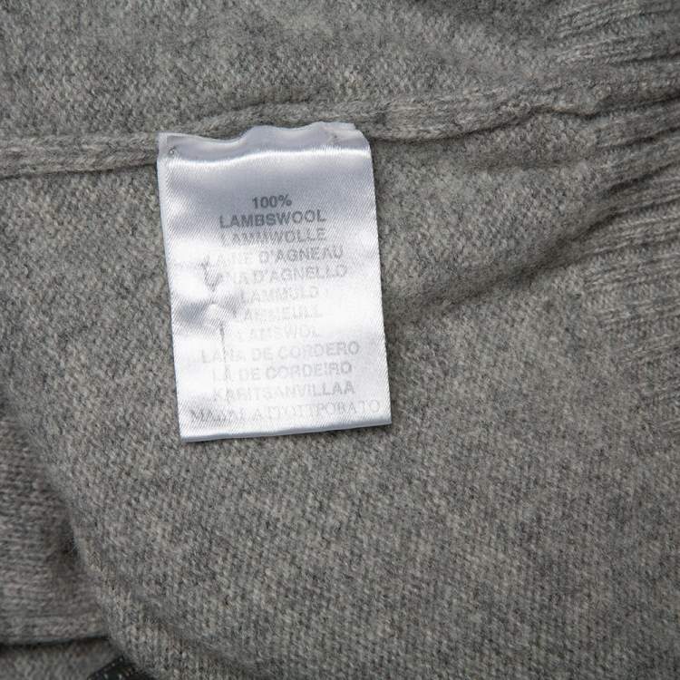Pre Owned Burberry Grey Lambwool Half Zip High Neck Sweater M  