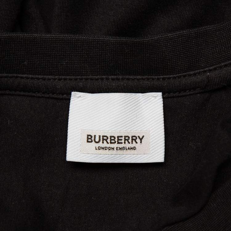 Pre Owned Burberry Black Logo Printed Cotton Crewneck Oversized T-Shirt M