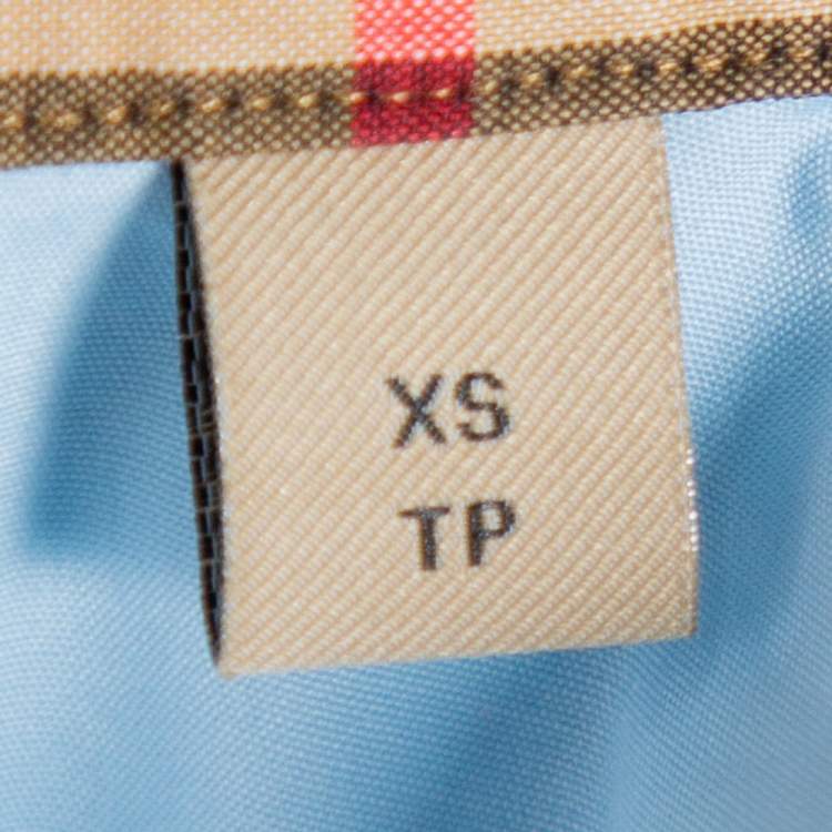 Pre Owned Burberry Blue Cotton Nova Check trim Detail Button Front Shirt XS