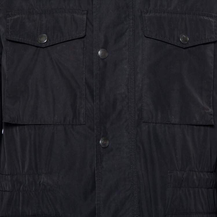 Pre Owned Burberry Brit Black Synthetic Pocket Detail Zip Front Jacket S
