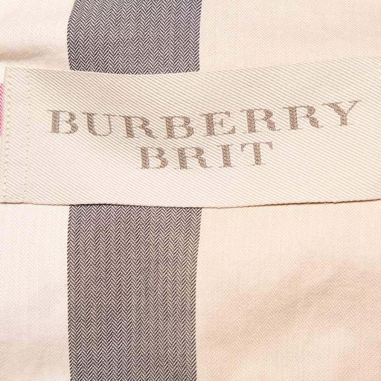 Pre Owned Burberry Brit Black Synthetic Pocket Detail Zip Front Jacket S