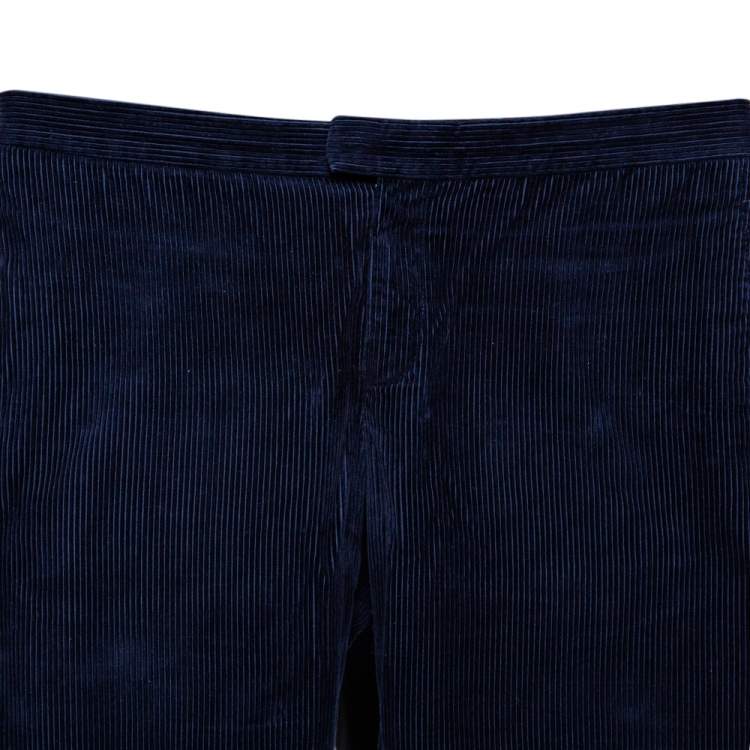Pre Owned Burberry Prorsum Navy Blue Corduroy Tapered Leg Pants S