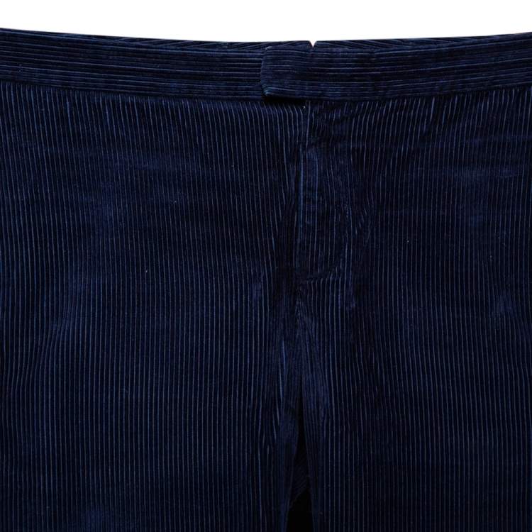 Pre Owned Burberry Prorsum Navy Blue Corduroy Tapered Leg Pants S