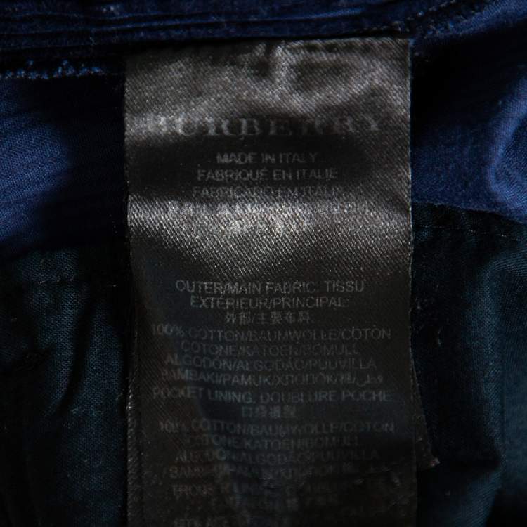 Pre Owned Burberry Prorsum Navy Blue Corduroy Tapered Leg Pants S