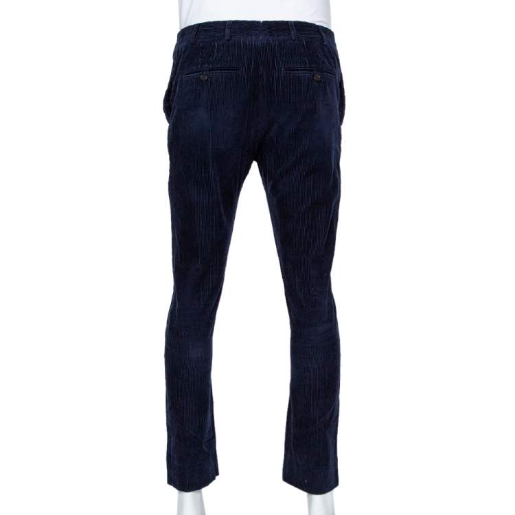 Pre Owned Burberry Prorsum Navy Blue Corduroy Tapered Leg Pants S