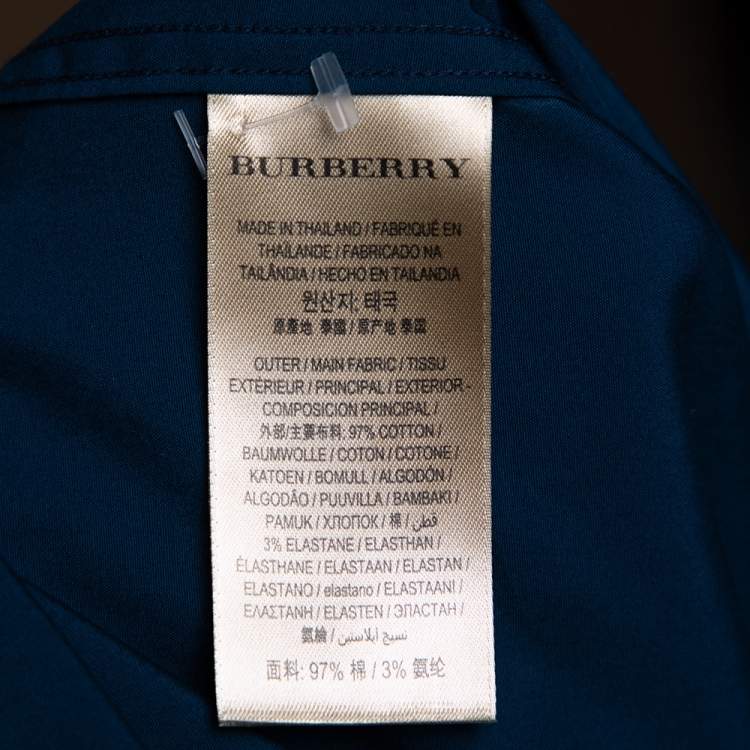 Pre Owned Burberry Dark Teal Blue Cotton Button Front Shirt XXL