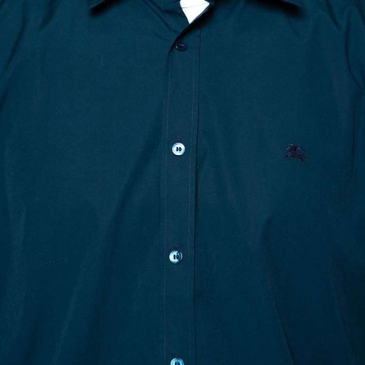 Pre Owned Burberry Dark Teal Blue Cotton Button Front Shirt XXL