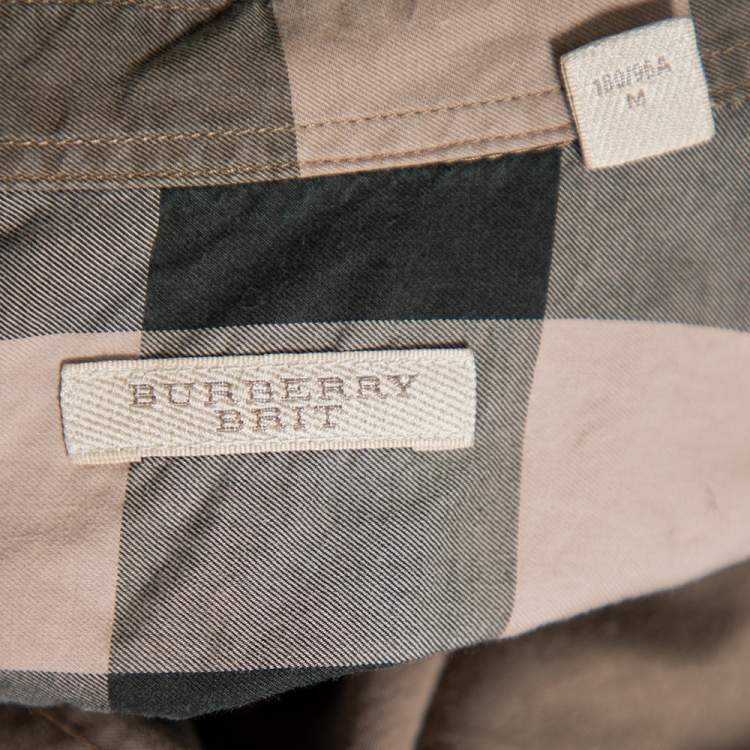 Pre Owned Burberry Brit Green Checkered Cotton Button Front Shirt M