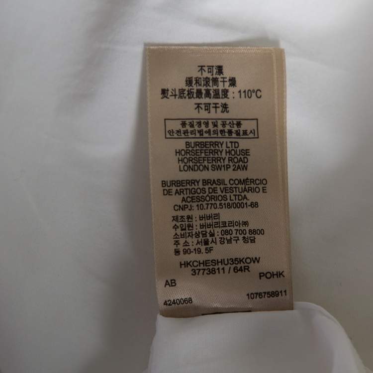 Pre Owned Burberry Brit White Cotton Nova Check Detail Button Front Shirt L
