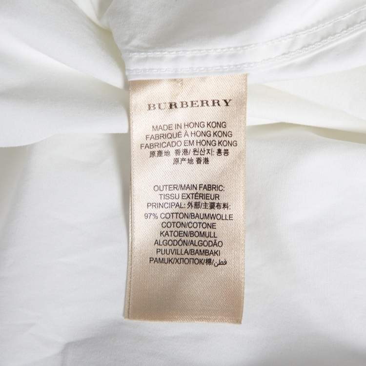 Pre Owned Burberry Brit White Cotton Nova Check Detail Button Front Shirt L