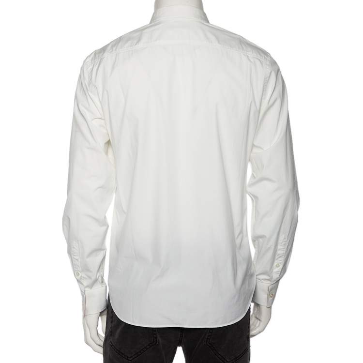 Pre Owned Burberry Brit White Cotton Nova Check Detail Button Front Shirt L