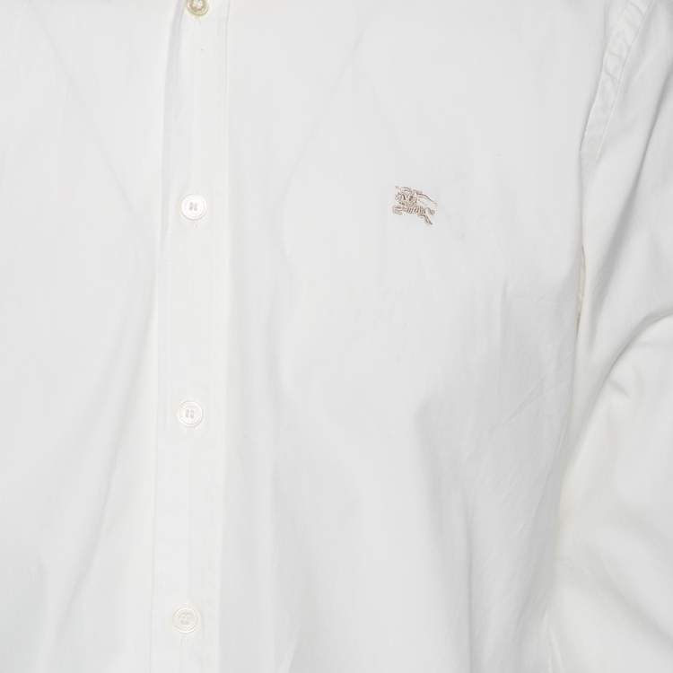 Pre Owned Burberry Brit White Cotton Nova Check Detail Button Front Shirt L
