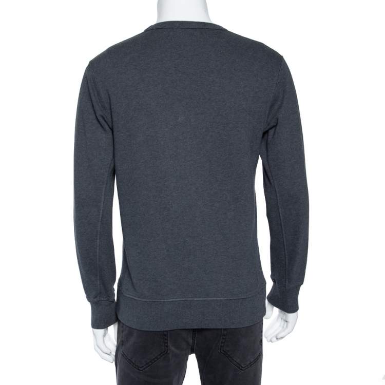 Pre Owned Burberry Grey Knit Logo Crest Embroidered Jayford Sweatshirt S