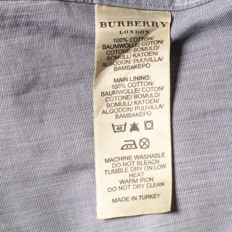 Pre Owned Burberry Grey Cotton Nova Check Trim Detail Button Front Shirt S