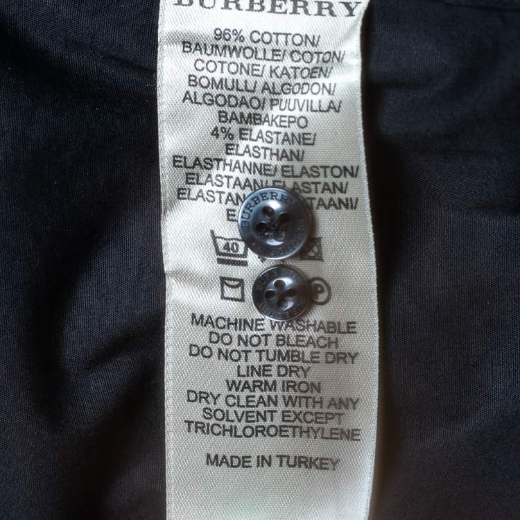Pre Owned Burberry Black Cotton Nova Check Detail Button Front Shirt S