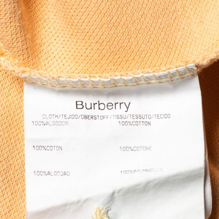 Pre Owned Burberry Vintage Light Orange Cotton New Brinson Polo T-Shirt L