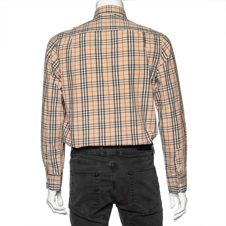 مملوكة مسبقًا Burberry Beige Nova Check Cotton Long Sleeve Shirt M