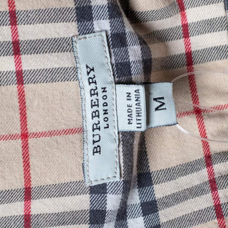 مملوكة مسبقًا Burberry Beige Nova Check Cotton Long Sleeve Shirt M