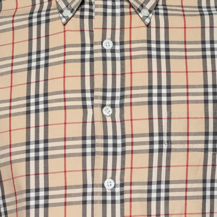 مملوكة مسبقًا Burberry Beige Nova Check Cotton Long Sleeve Shirt M