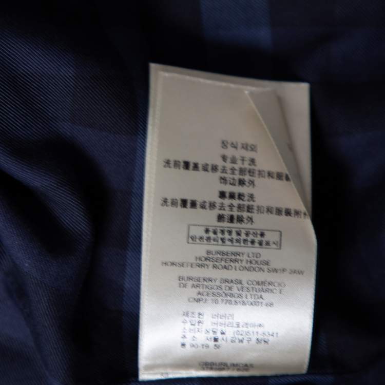 Pre Owned Burberry Navy Blue Cotton Belted Britton Trench Coat M