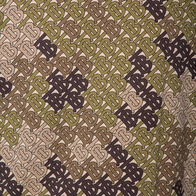 Pre Owned Burberry Green Logo Camouflage Printed Cotton Knit Hoodie L