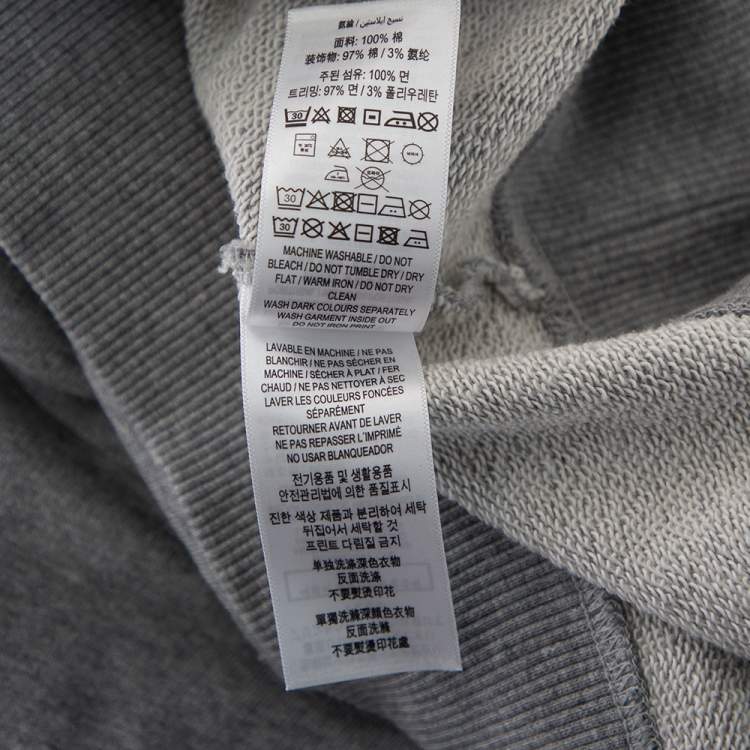 Pre Owned Burberry Grey Logo Tape Printed Cotton Knit Hoodie M 